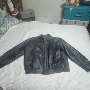 USA  LEATHER CO EUC MENS SZ  3XL USA EAGLE EMBOSSED LEATHER BIKER JACKET